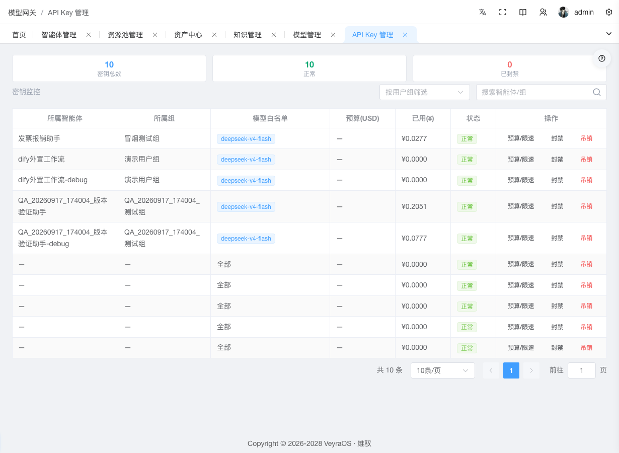 API Key 管理页