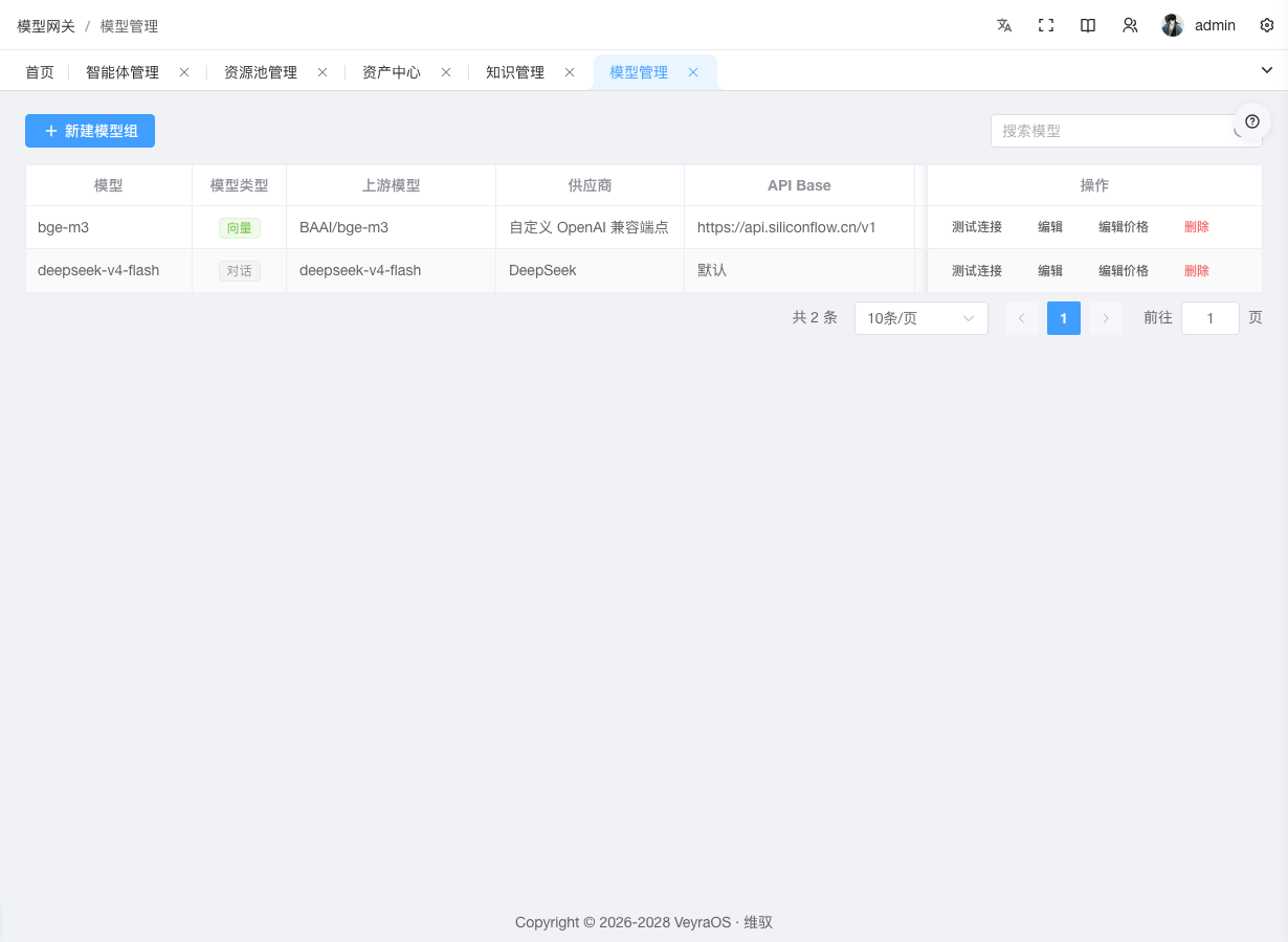 模型网关 - 模型管理页